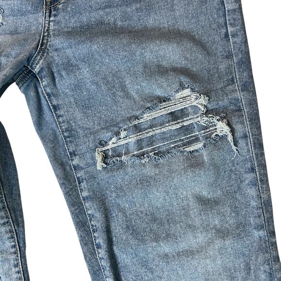 American Eagle Super Hi-Rise Flare Jeans Women 14 Distressed Next Level Stretch - Picture 15 of 15